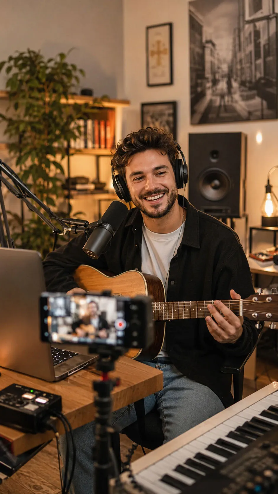 Músico dando clases online